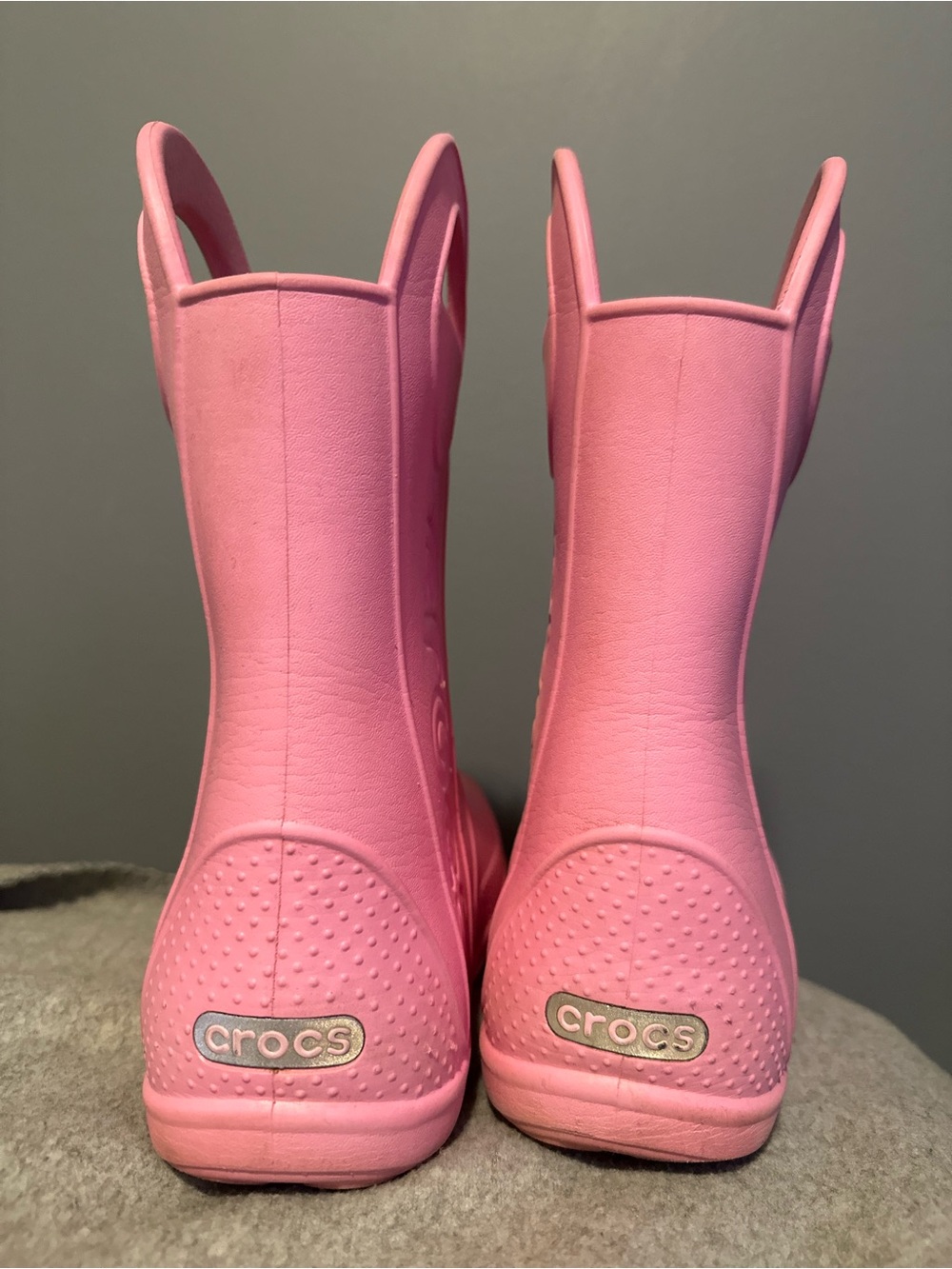 Crocs Kids Handle It Rain Boots Light Pink Waterproof J1 Croslite Pull On - Picture 3 of 5